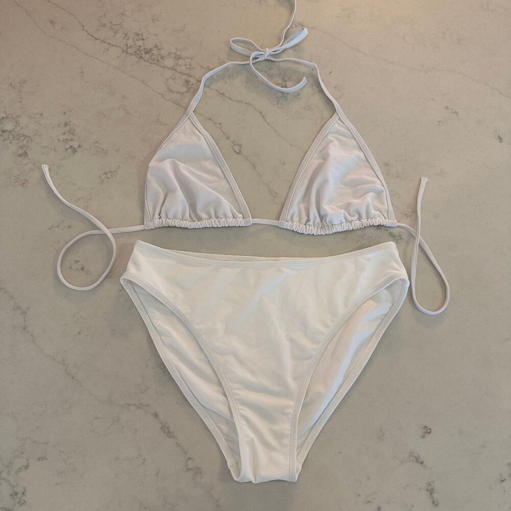 White Triangle Bikini Set - XL Top/Medium Bottom